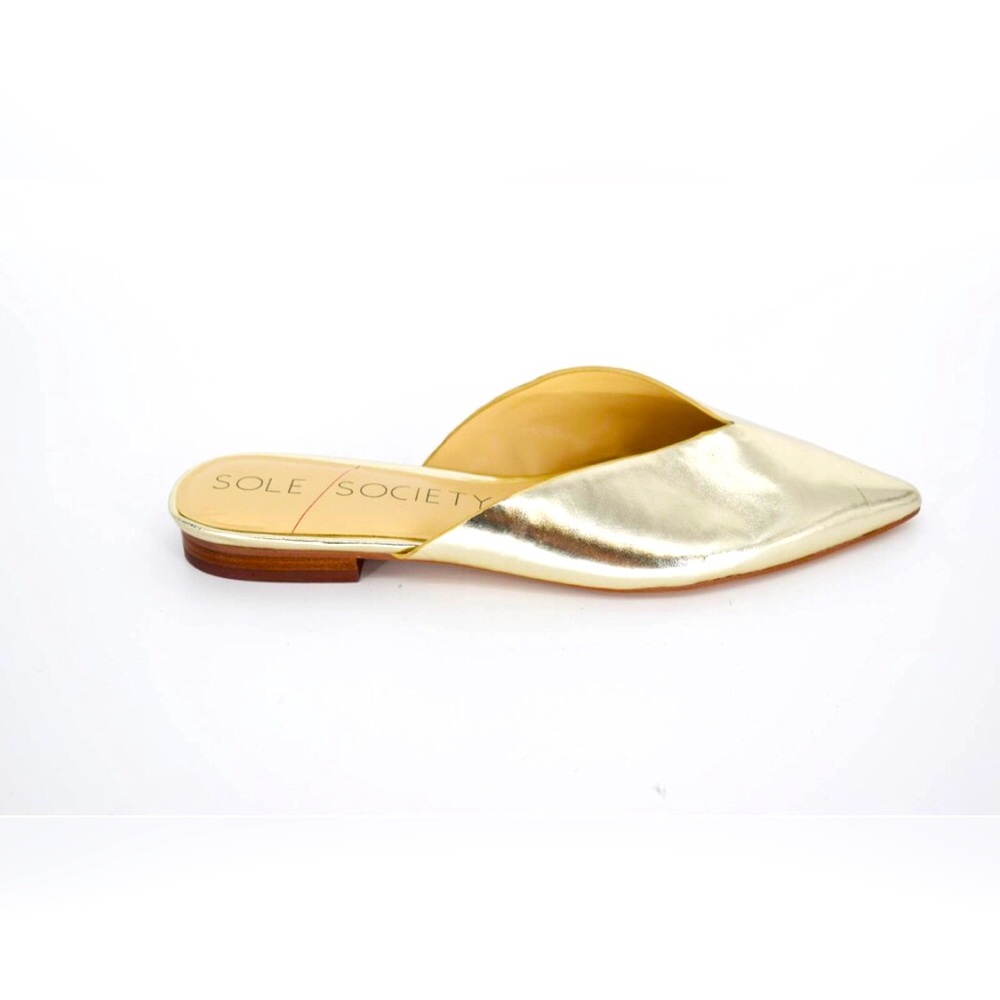 Sole Society Rosemond Mule Flats 80s Retro Metallic Gold Size 8.5 Women's